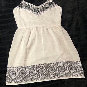 Three Hearts White Dress with Black Embroidery